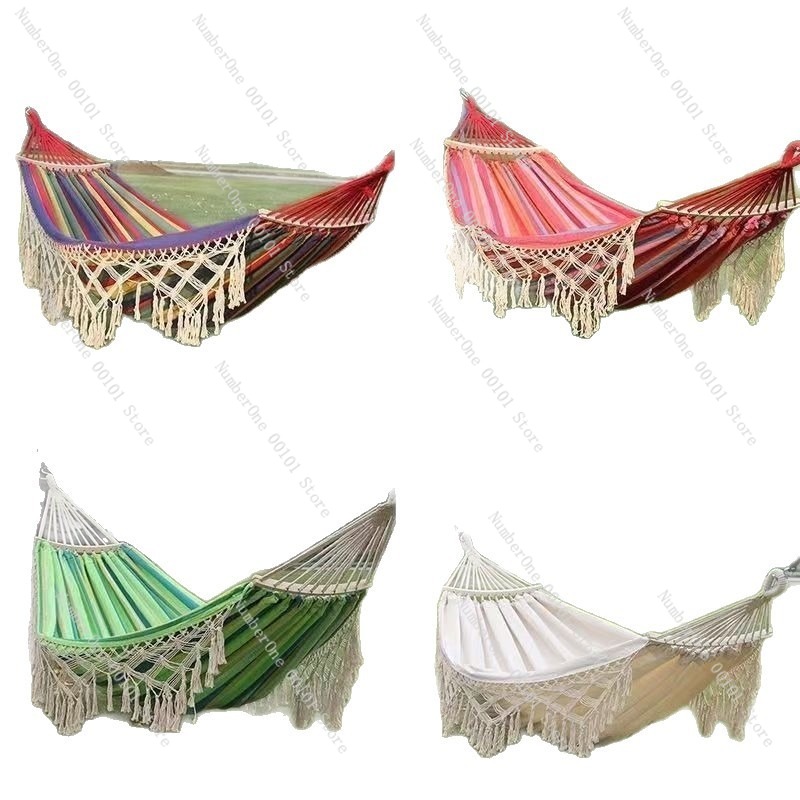 Camping Hammock - Hamac double en toile avec pompons,