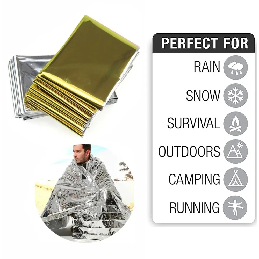 Outdoor Camping Carpet - Couverture thermique d'urgence pliante, imperméable, coupe-vent,