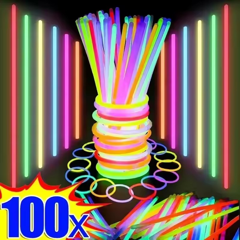 Glow Sticks Survival - Bâtons fluorescents multicolores pour fête, 50/100