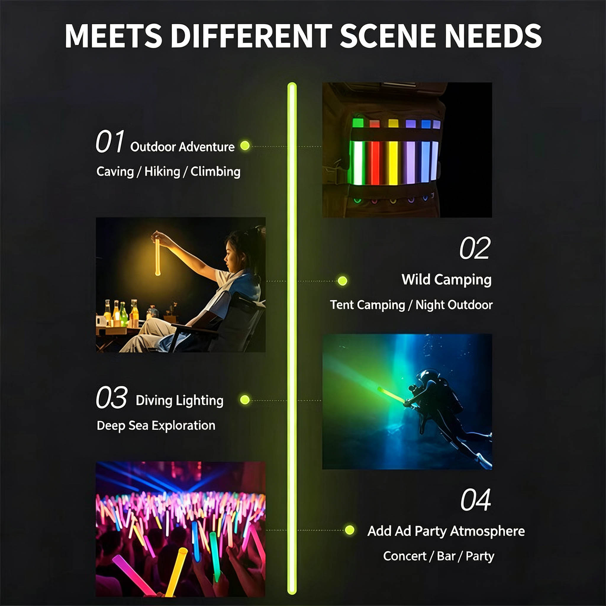 Bâtons lumineux tactiques de 6 - Glow Sticks Survival avis et prix